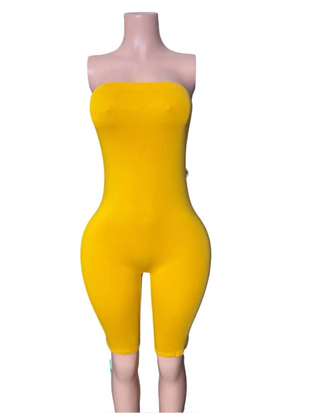 Bold Strapless Mustard Tube Romper